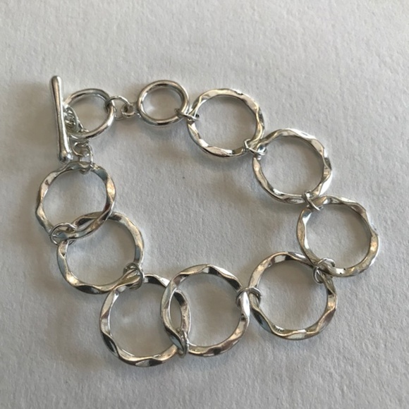 Handmade Jewelry - Handmade Hammered Metal Toggle Bracelet